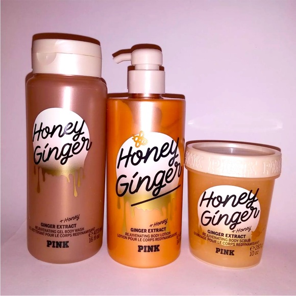 Set of 4•Victoria Secret PINK Honey Ginger BodyWash Oil•Lotion•Scrub•bundle set - Picture 13 of 15